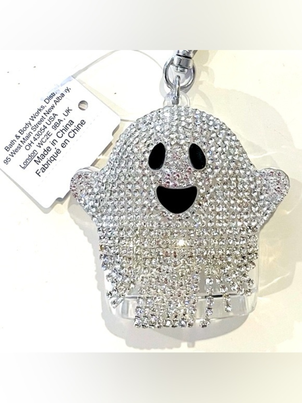 HTF Bath & Body Works Silver Crystal Bling Ghost Sanitizer Holder 2022
